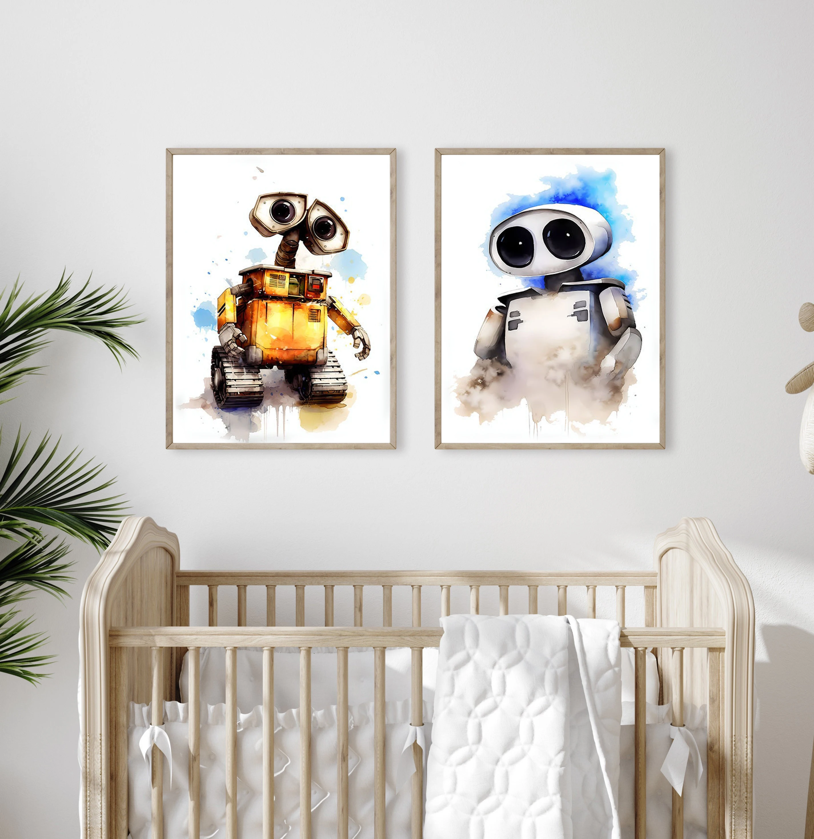 

MINISO Disney Cute Gentle Wall-e Poster Watercolor Nursery Wall Art Print Wall-E Wall Art Painting For Kids Room Baby Room Decor