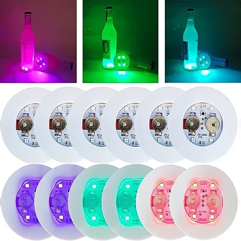 LED Coaster Light Up Coasters Stickers Liquor Bottle Drink Luminous Cup Mat Club Bar Party Car Wedding Vase Decor