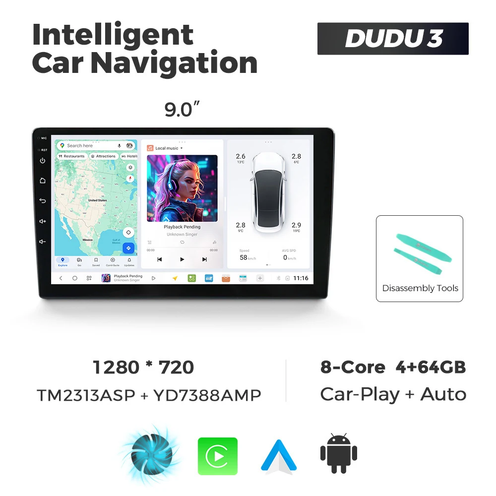 MEKEDE DUDU7 9.5 "10.36" 2K Scherm Android 13 Autoradio Multimedia Speler Carplay Dual GPS DTS Voor Benz BMW VW SEAT Toyota Fiat