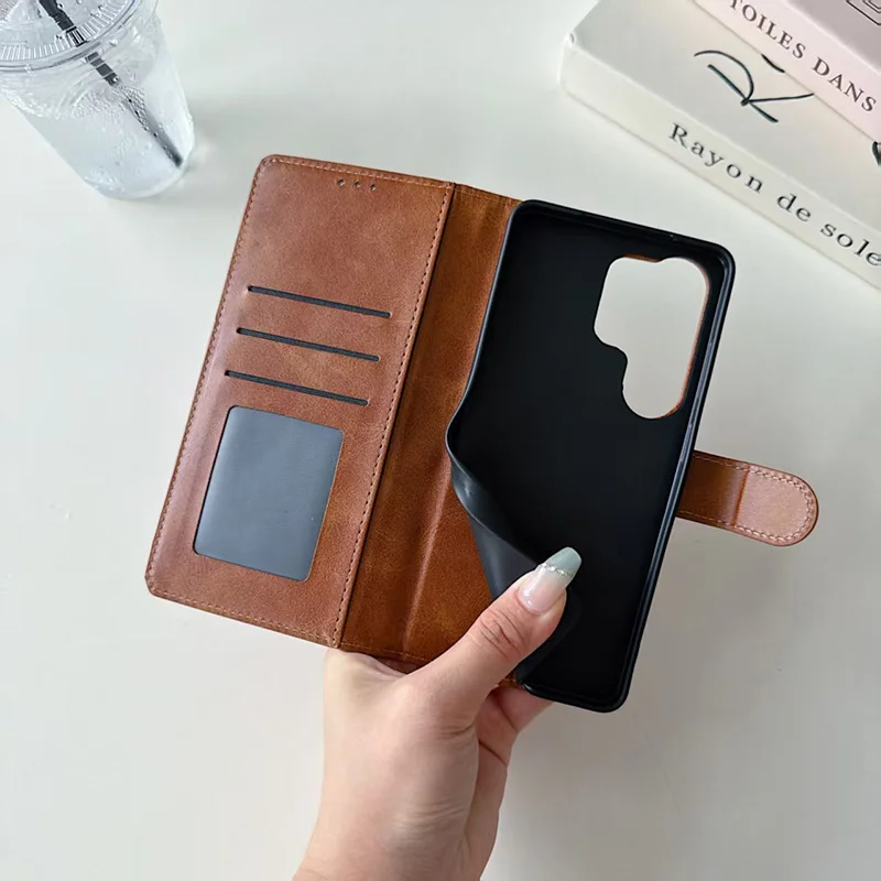 For Samsung Galaxy S26Ultra S22 S24 S23 S25 Plus FE A17 A37 A56 A57 Synthetic Leather Flip Card Slot All Inclusive Phone Case view 3