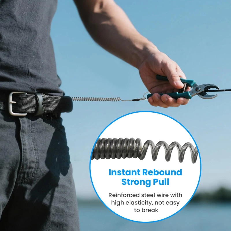 Retractable Coiled Safety Lanyard with Aluminum Hook Quick Release Buckle  Anti-loss Tool Lanyard for Fishing Kayaking Outdoor