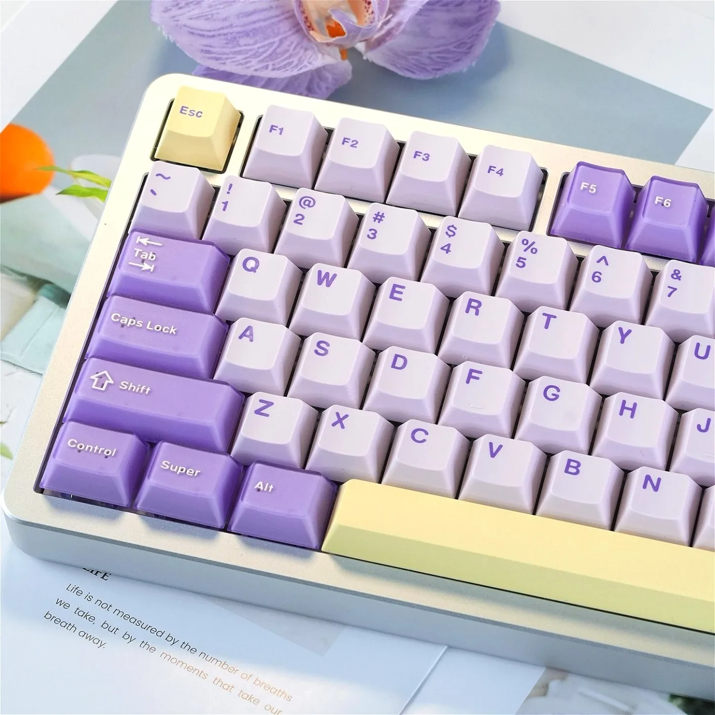 Beautiful Purple Cherry Keycap Kit PBT 216 Keys Suitable for 61/75/87/104/108 Girls Mechanical Keyboard