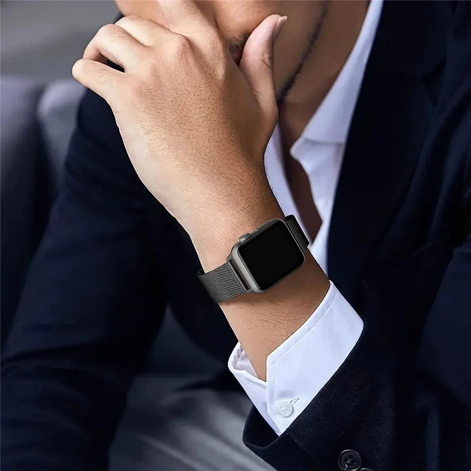 الفولاذ المقاوم للصدأ ميلان شبكة حزام ل سوار ساعة يد آبل 49 مللي متر 45 44 42 38 40 مللي متر سوار المعصم المعدني لسلسلة iWatch 9 8 7 6 5 4 3