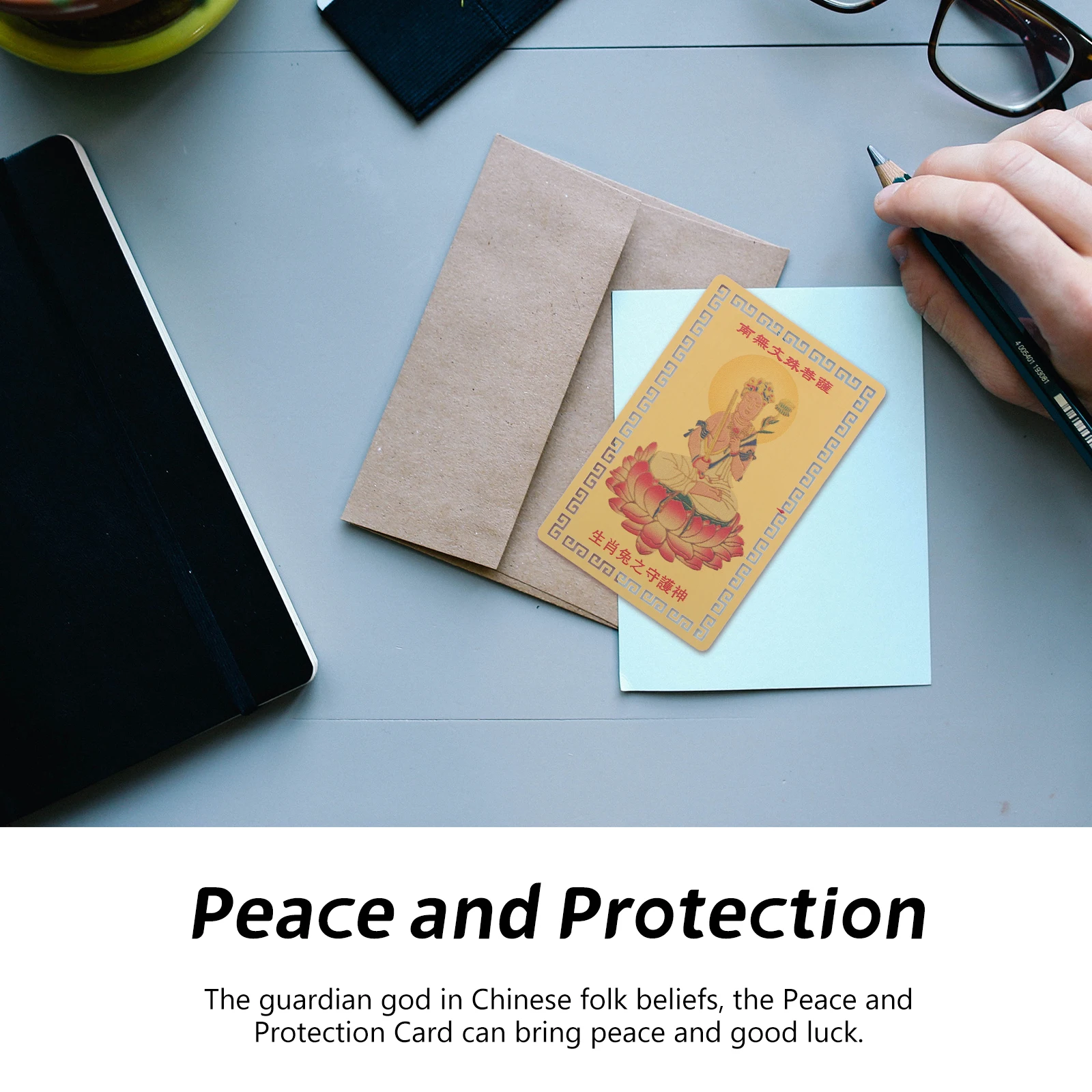 

Zodiac Rabbit Guanyin Gold Card Metal Decor 2023 New Year Alloy nament Birthday Anniversary Gift Luck Charm Desk Shelf