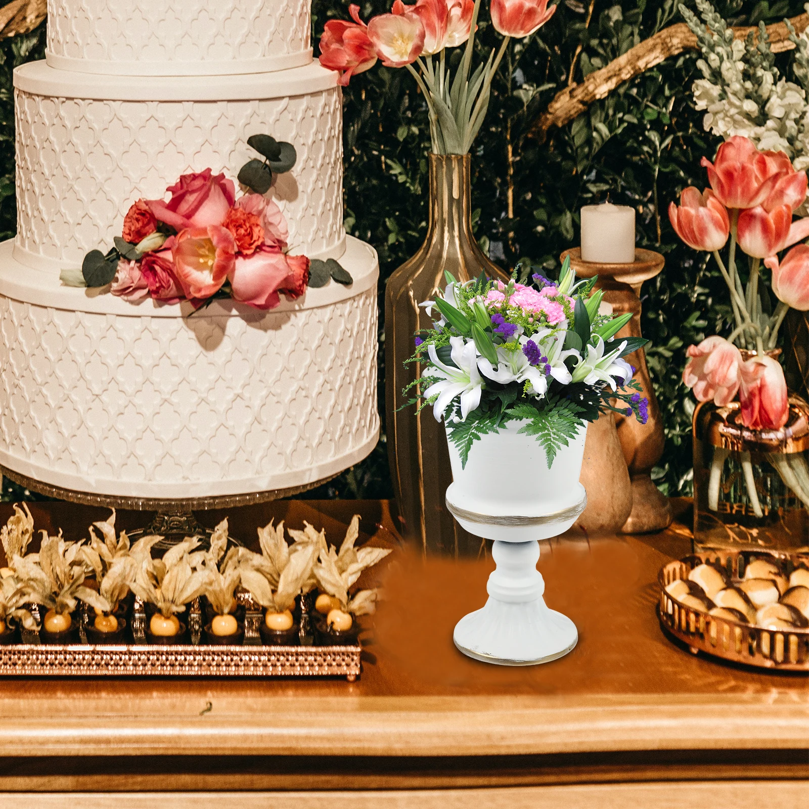 

1Pcs Metal Flower Vase Iron Art Rustproof Sturdy for Wedding Table Centerpiece Home Desktop Decoration Floral