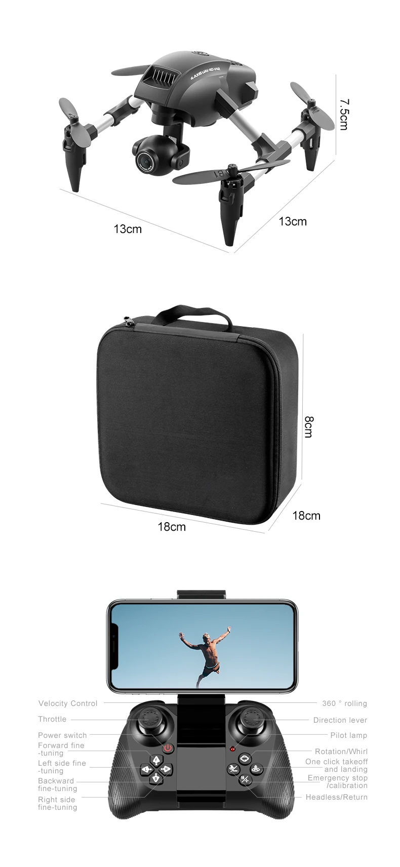 8Kデュアルカメラ光学フローホバーWIFI FPV RCドローン360 °   合金製ワンキーストップ重力センサーリモコンクアッドコプターおもちゃ