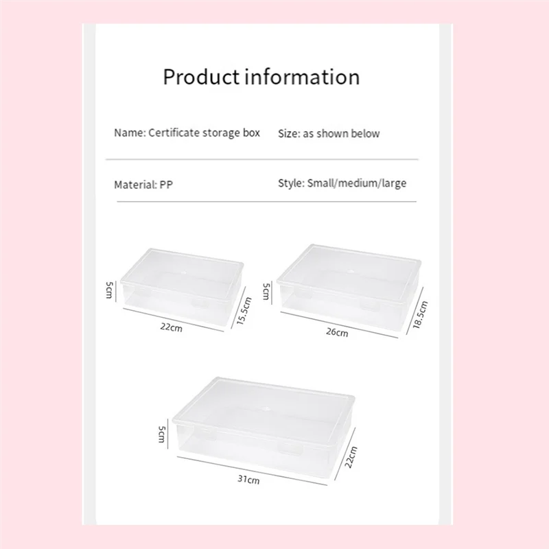 AT93-Plastic File Organizer Transparent Square Storage Box A4 Storage Box File Storage Box