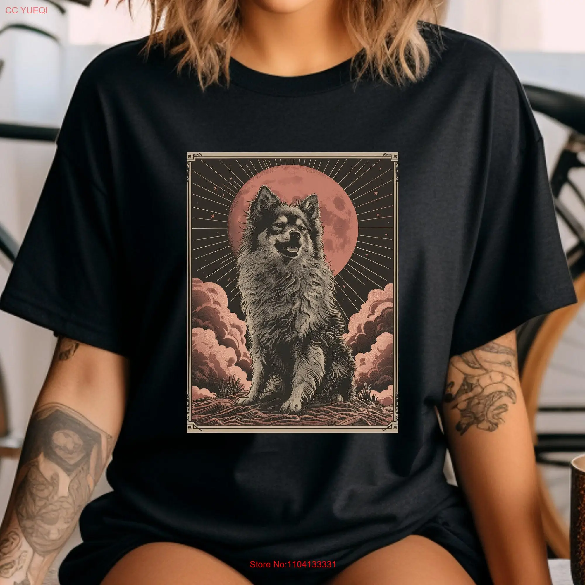 Vintage Comfort Colors Keeshond Tarot Card T Shirt Unique Dog Lover Retro Style Mom Pet long or short sleeves