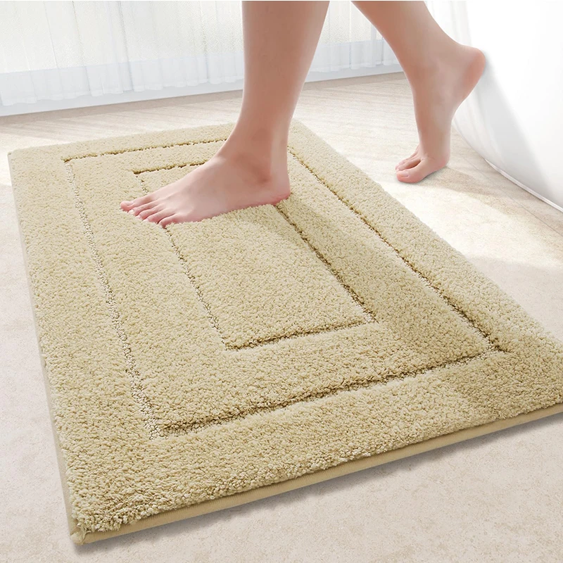 Homaxy Double Frame Velveteen Bathroom Mat Floor Mat Indoor Non Slip Door Mat Dirt Trap Absorbs Water Comfortable Bathroom Mat
