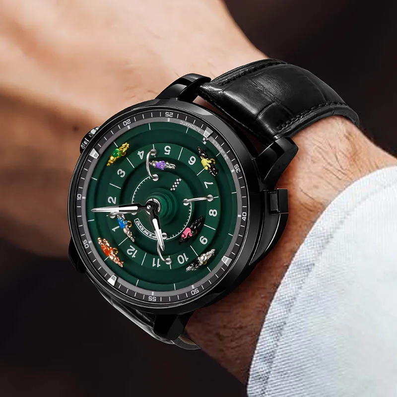 سلسلة سباق الخيل Pindu Player للرجال، لعبة سباق الروليت الأوروبية الميكانيكية، تصميم رياضي أوتوماتيكي بالكامل، ساعة الحفلات