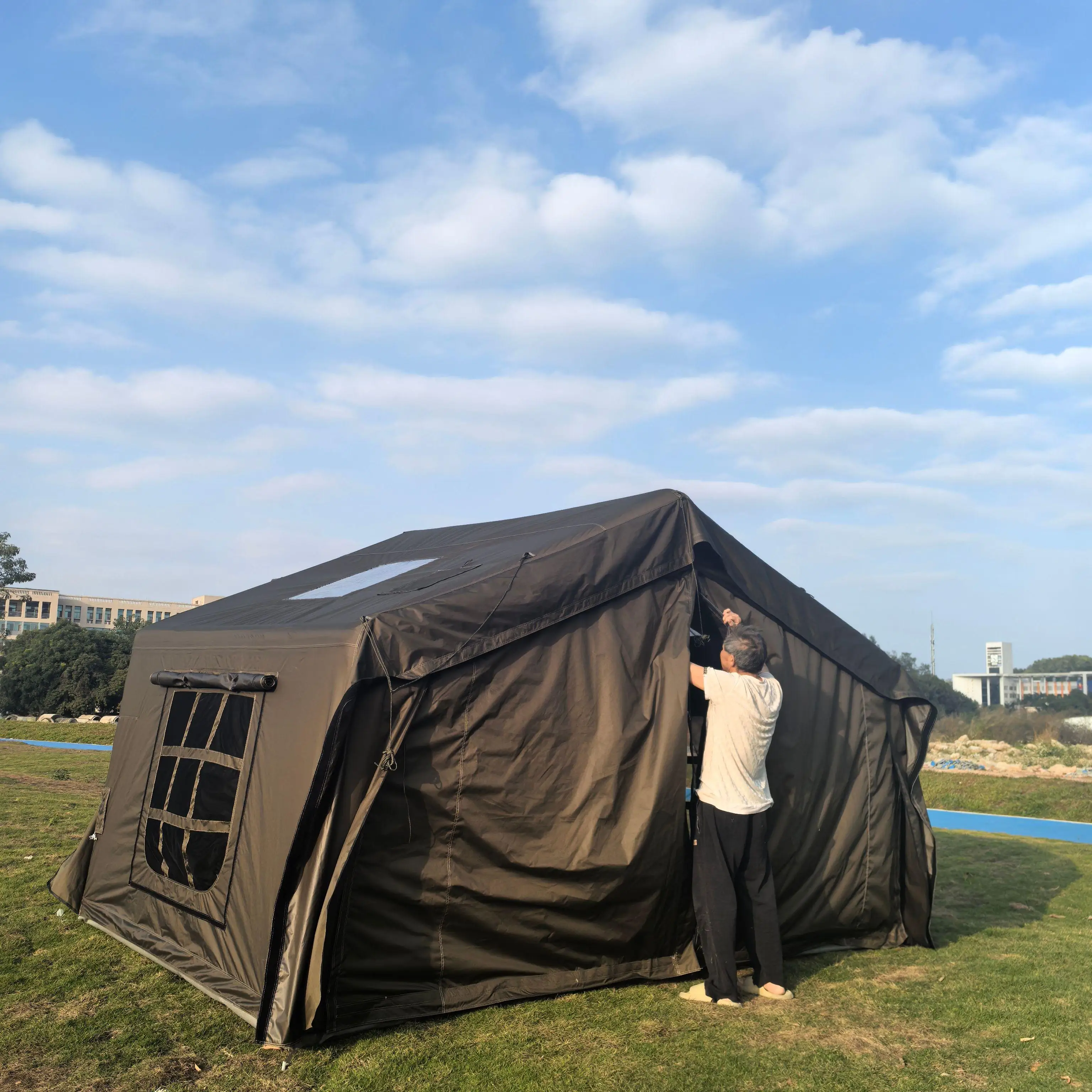 vb- Green Inflatable Tent for Large Families Oxford Fabric Large Family Camping Tent with Air Pump Various Styles for Glamping&