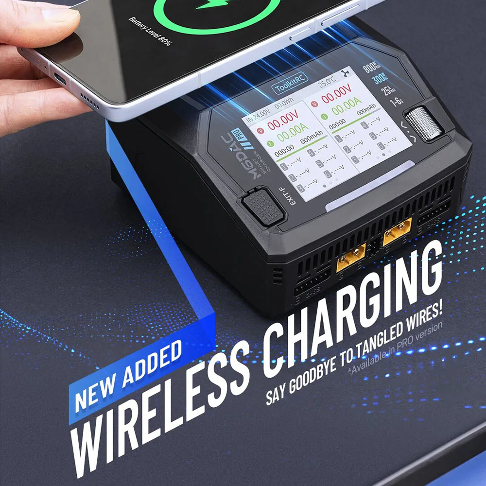 ToolkitRC M6DAC PRO V2 Dual Channel Smart Lipo Battery Charger Discharger AC 200W DC 800W 16A for 1-6S LiHV LiPo PD65W FPV Drone