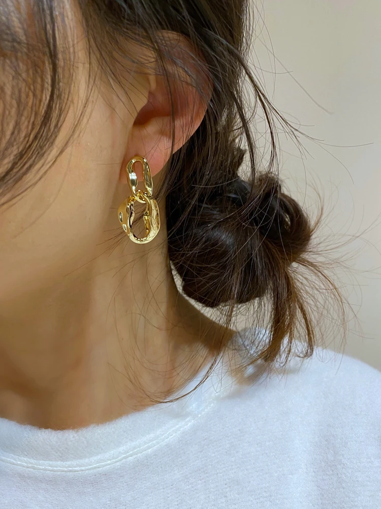 

Серьги-кольца женские из латуни с 18 каратным золотом, Ювелирное Украшение в вечерние ле панк, вечернее платье, топ в корейском и японском сти...