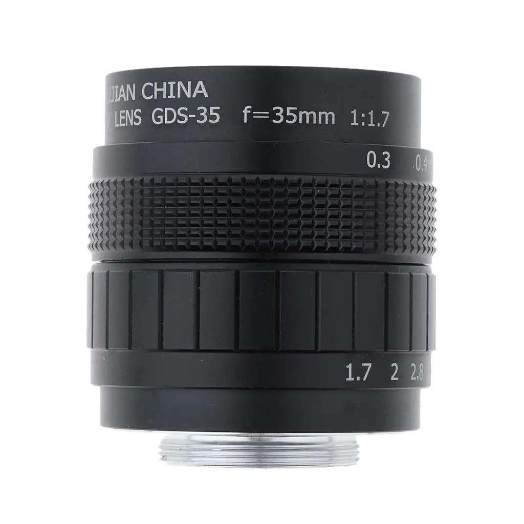 Lens , 35mm F1.7 Lens+C Mount Adapter+2 Rings Camera, for Low-Light Applications