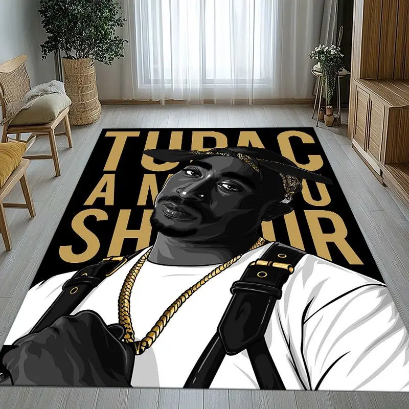 Tupac 2Pac Thug Life West Coast Rap Legend Soft Non-Slip Large Area Rug for Living Room,Bedroom Carpet Mat for Sofa,Home Decor