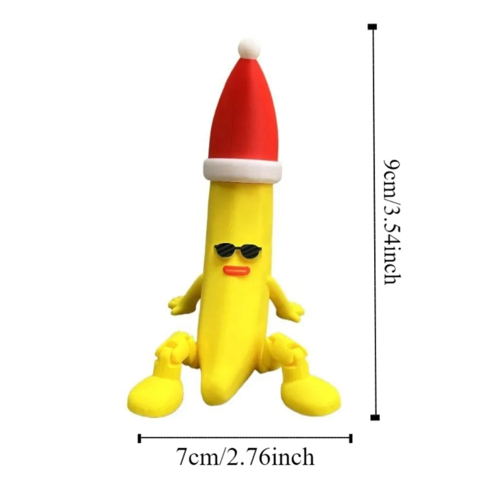 หมวกคริสต์มาส ของเล่นกล้วยพิมพ์ 3 มิติ ข้อต่อหลายจุด ของเล่นกล้วยพิมพ์ 3 มิติ ข้อต่อหลายจุด ของเล่นกล้วยขยับได้ ของสะสม