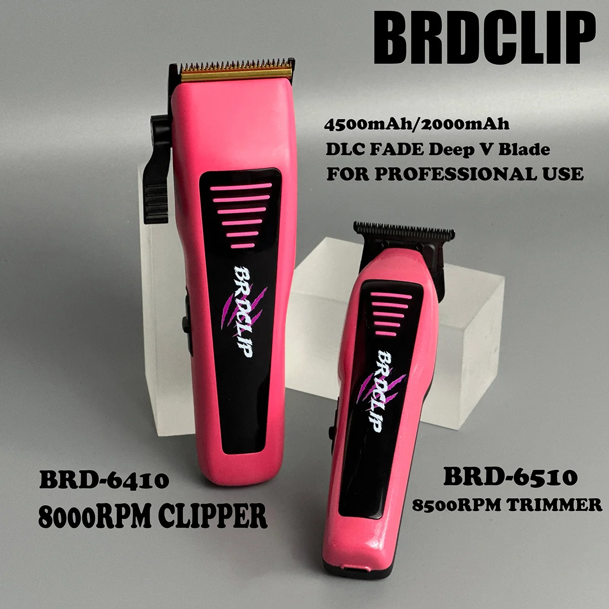 

BRDCLIP 8500 об/мин, 4500 мАч, профессиональная мужская машинка для стрижки волос 6410 DLC FADE, глубокий V, полностью стальное лезвие, парикмахерский триммер для бороды, 6510