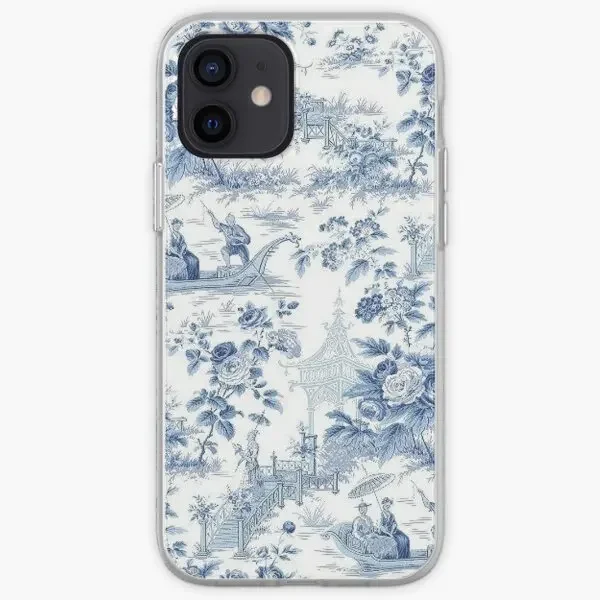 Powder Blue Chinoiserie Toile Iphone Tou  Phone Case Customizable for iPhone 11 12 13 14 Pro Max Mini 6 6S 7 8 Plus X XS XR Max