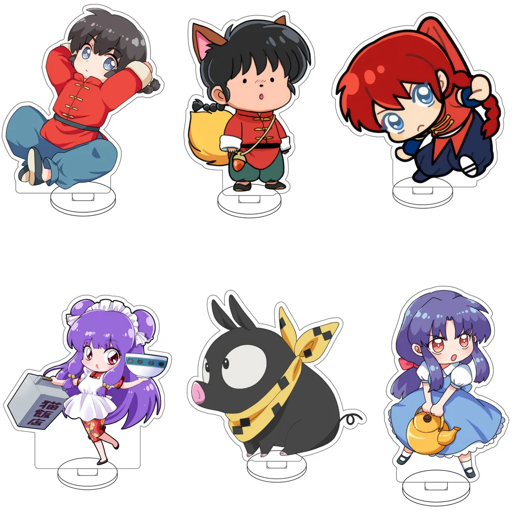 Figura Acrílica de 10CM de Anime Ranma ½, Saotome Ranma, Tendō Akane, Tendou Nabiki, Shampoo, Hibiki, Ryoga, con Base, Regalos y Adornos Lindos