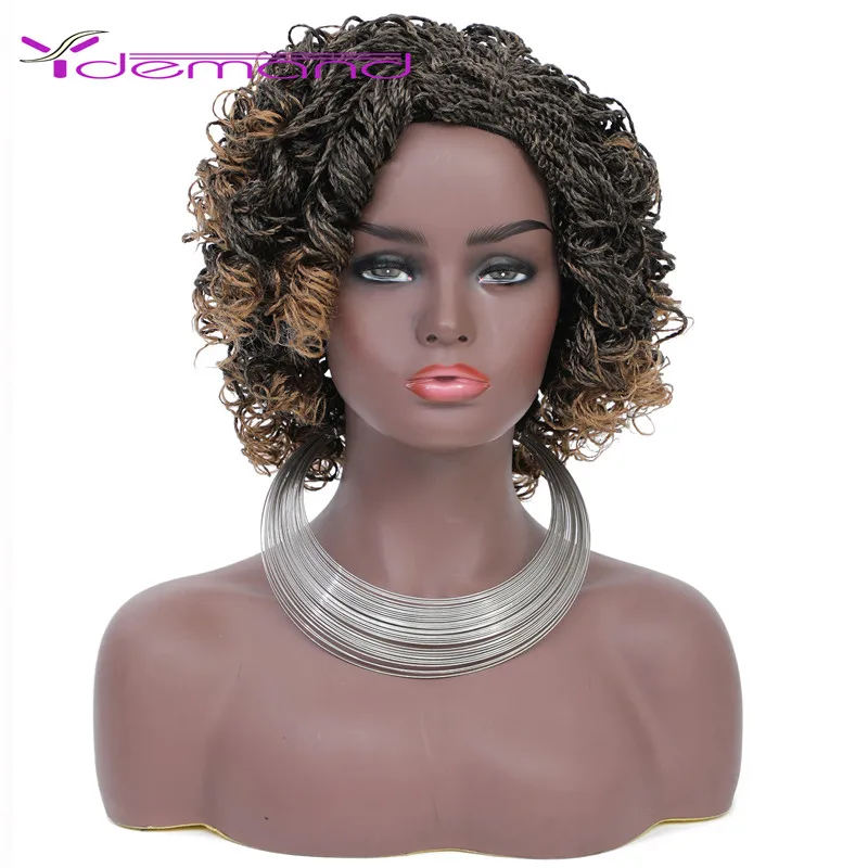 Y Demand Crochet Wigs Two Strands Of Hair Twist Curly Braided Synthetic Braiding Hair Wig BOBO Styles For Negro Women