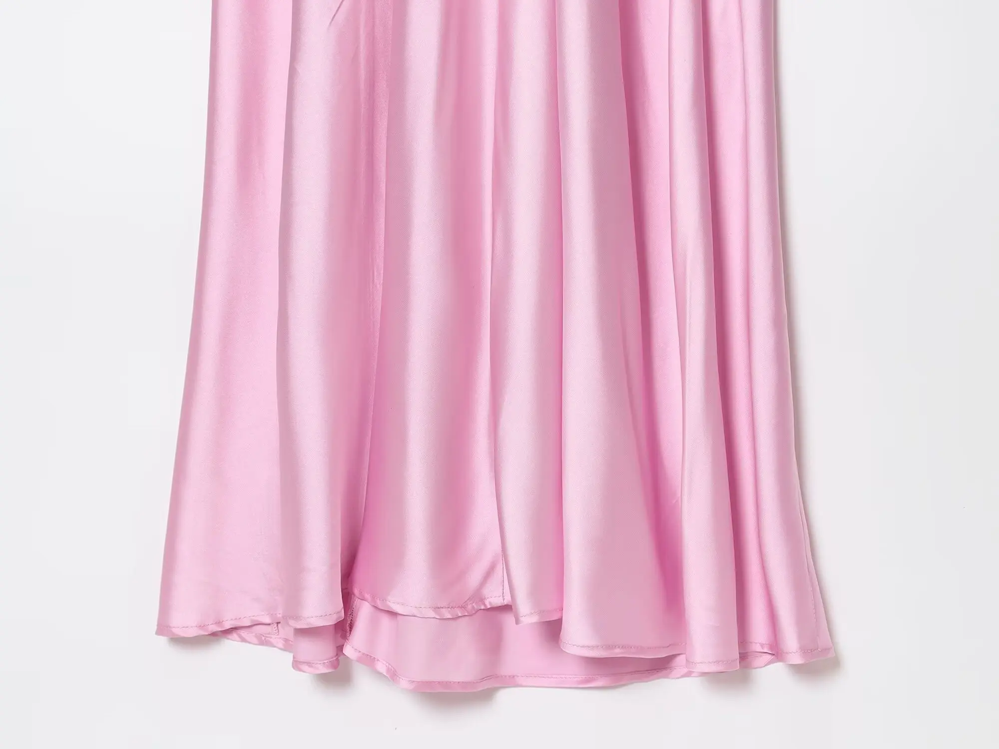 BSAY فستان ستان ملابس نسائية صيف جديد 2025 مثير على شكل حرف v حبال وردي رداء أنيق فرنسي أنيق فستان سهرة طويل