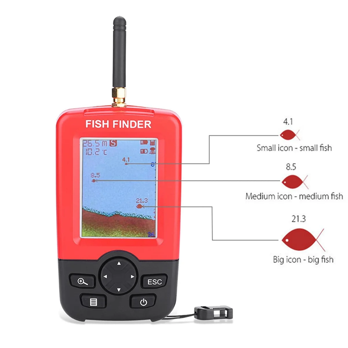 BABQ 100M Portable Sonar Fish Finders Fishing Lure Fathometer Fishing Finder Alarm Transducer Lake Sea Fishing
