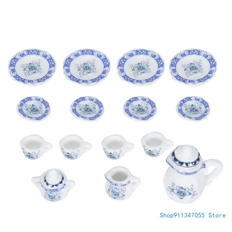 

15 Pieces Miniature Porcelains Cup Set for Dollhouses Kitchen Decoration Drop shipping