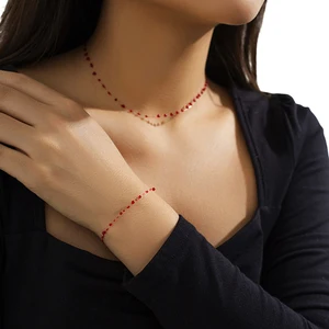 Gelang Tetes Darah untuk Wanita Gelang Vampir Gothic Gelang Manset Tali Tetesan Darah Merah Aksesori Kostum Gothic 10 gelang darah penjualan terbaik - №