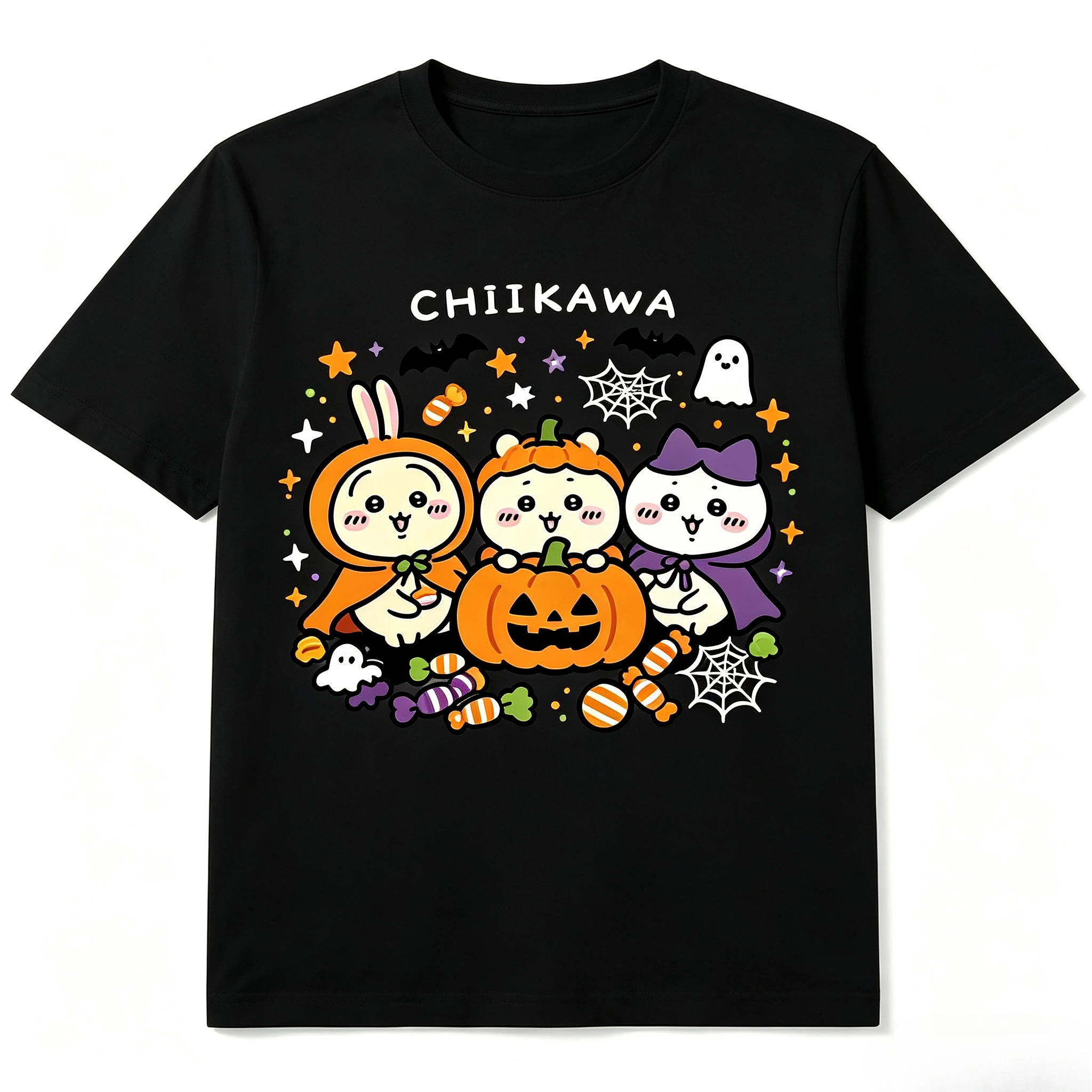 Chiikawa Halloween Kürbis-Hexe Grafik T-Shirt Kurzarm Freizeit-Oberteil für die gruselige Jahreszeit Anime-Fan Feiertagsparty Alltagskleidung – Detail 3