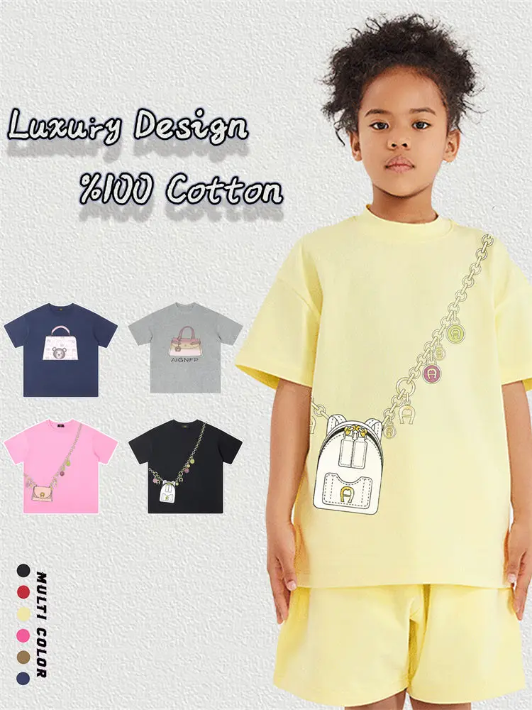 

Милая детская футболка, одежда для маленьких девочек, летняя футболка с короткими рукавами и принтом медведя, футболки с круглым вырезом для девочек, детская одежда