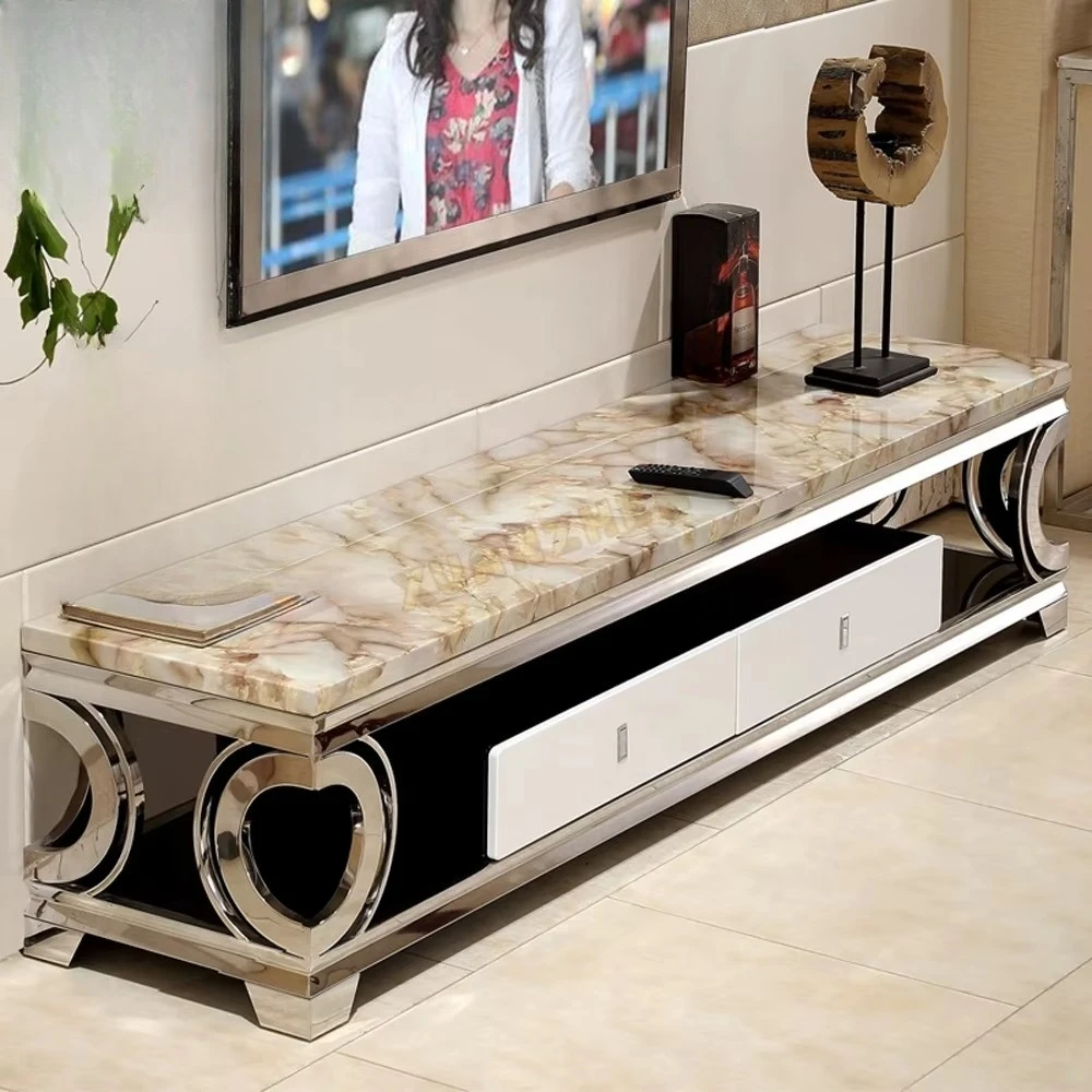 

Living Room Furniture Sets New Model Stainless Steel Tv Stand Cabinet Luxury Tv Table Modern Tv Stands with Drawer