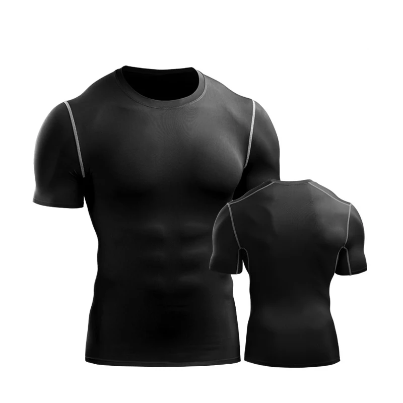 Male Short Sleeve T Shirts Running Tights Sports Thermal Muscle Underwear Fitness Gym Clothing Compression Jerseys Jacket Tops