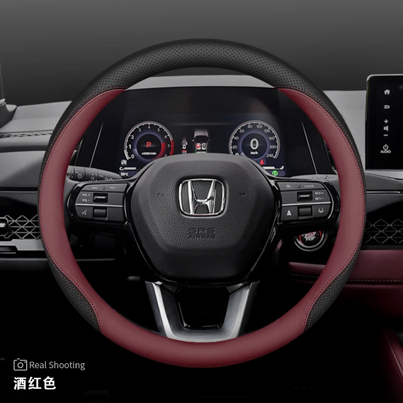 

Leather Car Steering Wheel Cover for Honda Civic Accord HRV ZRV CRV City Pilot Prologue Passport 2022 2023 2024 2025 Accessories