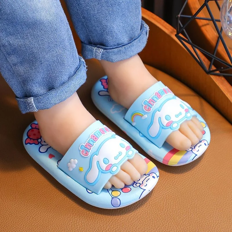 Kawaii Hellokitty Kuromi Slippers Sanrio My Melody Cinnamoroll Cartoon Cute Bath Sandals Summer Children Indoor Home Non Slip