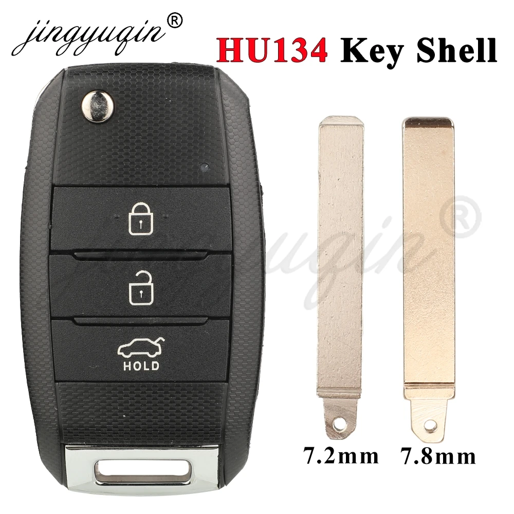 Capa de Chave Remota HU134 Jingyuqin para Kia Venga Sportage K5 Rio Cerato Optima Soul com 3 Botões - Substituição da Capa da Chave Automotiva