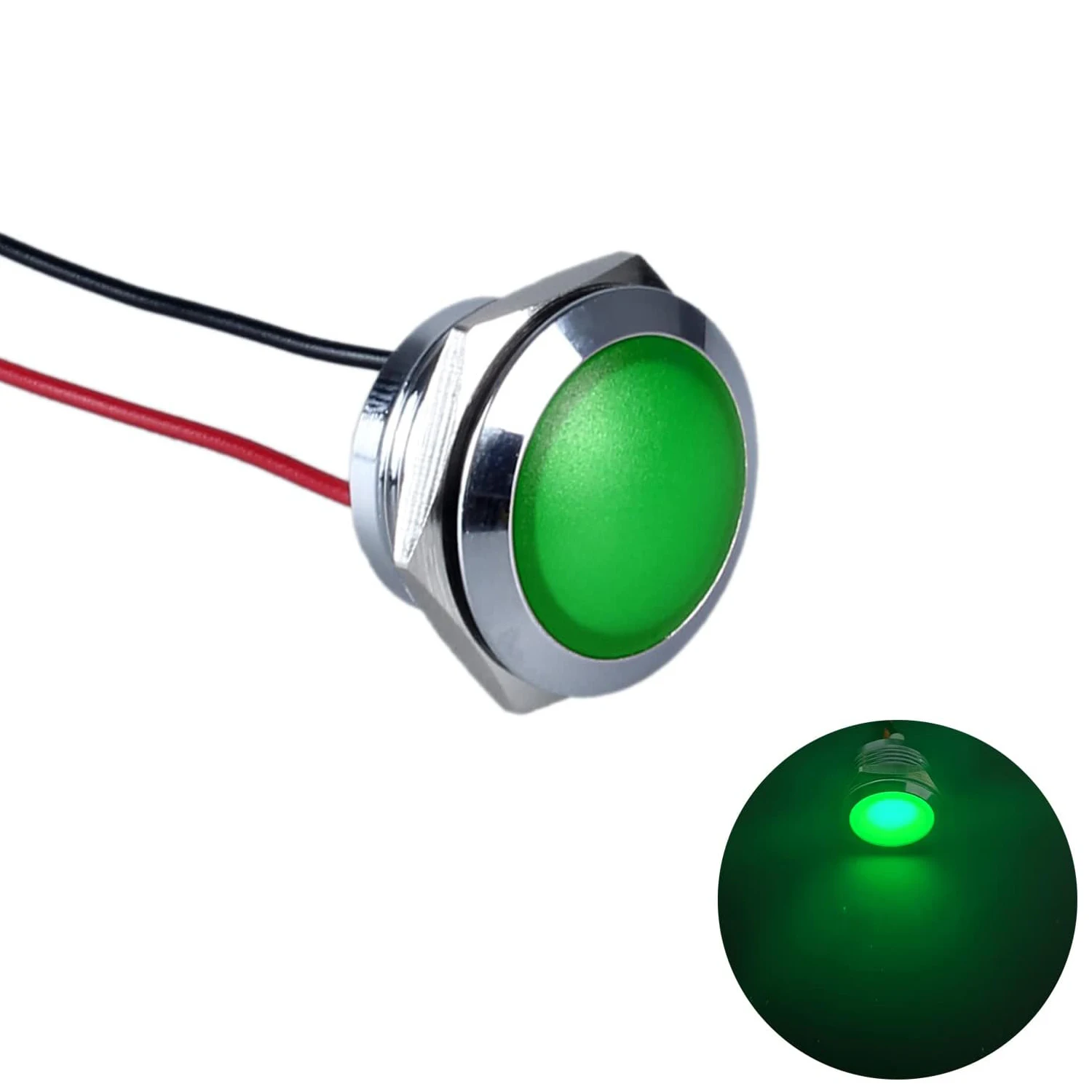 ABILKEEN 10PCS 19mm Pre-Wire LED Metal Indicator Light Domed Head High Brightness LED Signal Pilot Lamp with 150MM Cable