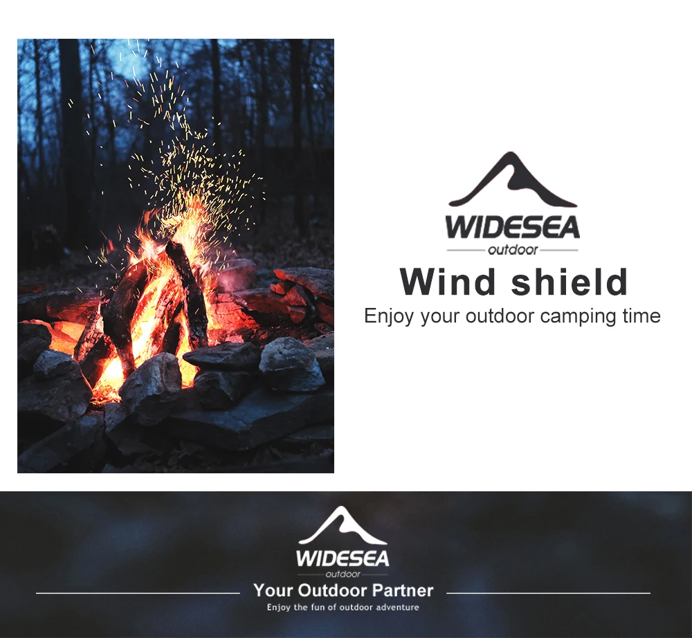Widesea Tragbarer Camping-Windschutz aus Aluminiumlegierung, Edelstahl, 9 Stück, winddichter Herdschirm mit Aufbewahrungsbox für Outdoor-Coo – Detail 7