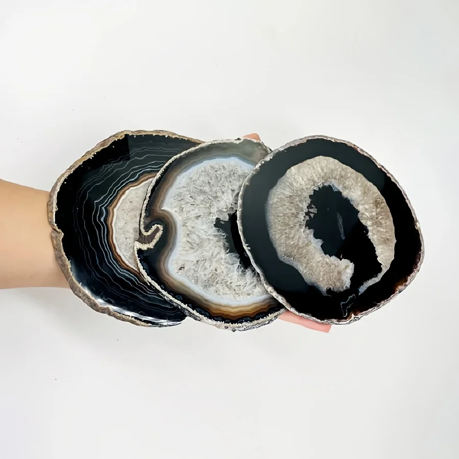 1pc Stunning Black Agate Geode Slice | Shaped Geode Crystal with Unique Swirling Patterns, Ideal for Home Decor,Jewelry Making