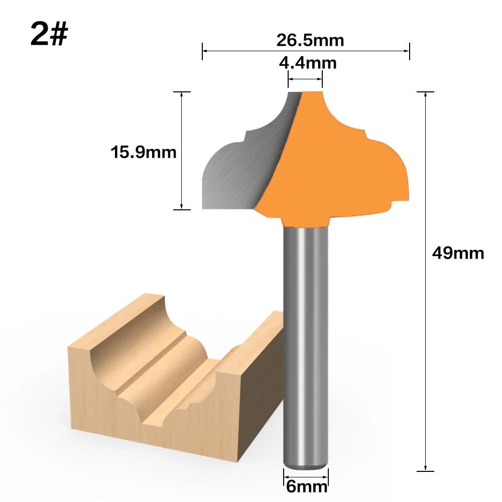 Cortador de fresado de vástago de 6MM, broca de cuchillo de encaje de tallado de extremo abierto, inserto de carpintería 3D, broca de enrutador CNC