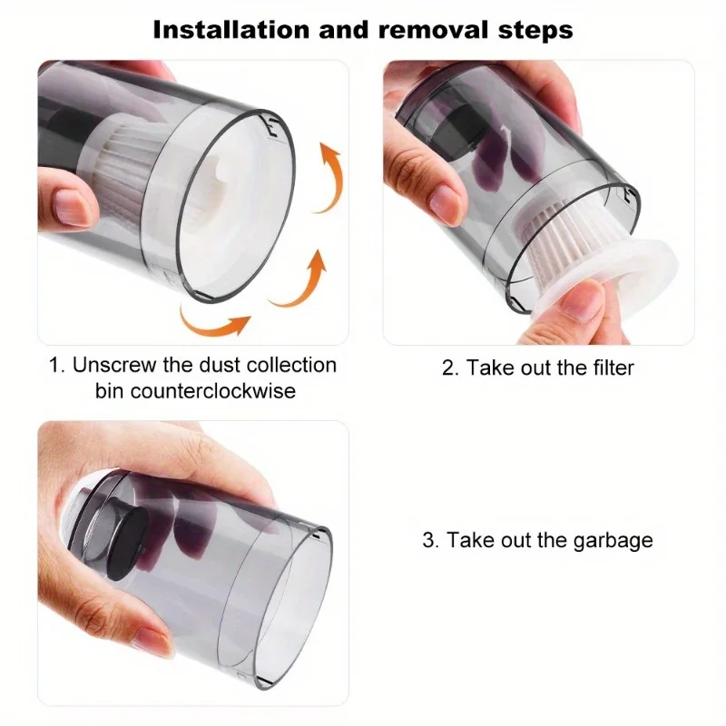 3PCS Car Vacuum Cleaner Filter Handheld Dust Collector Replace Accessories Washable Air Filter Cartridge Air Purification