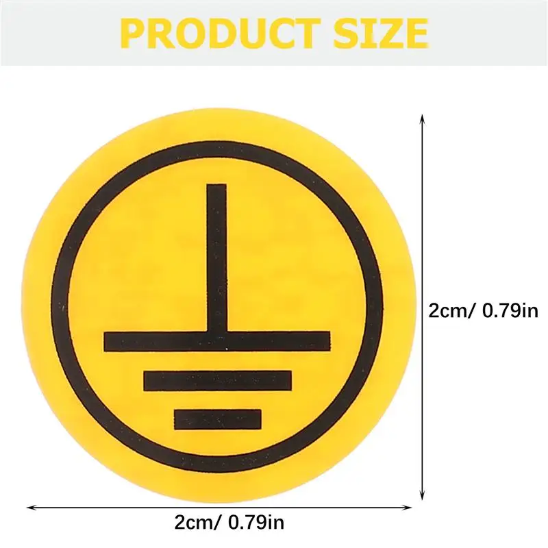 Round Grounding Mark Sign Label, Adesivo universal, impermeável, Groundinging aviso decalque, 1 folha