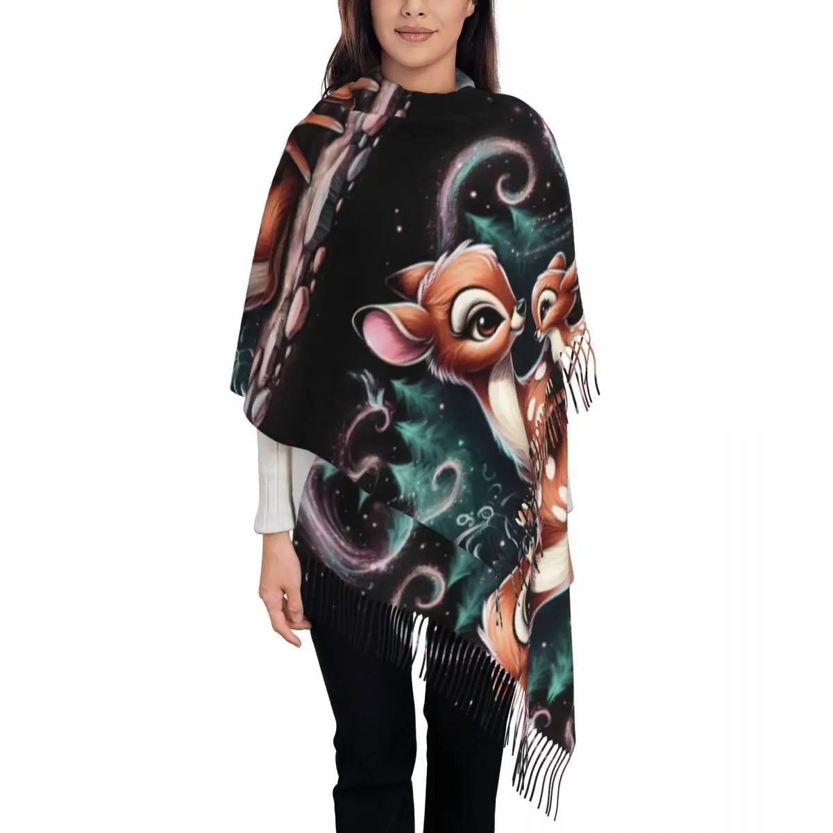 

Custom Tassel Scarf Women Soft Cartoon Kawaii Shawls Wraps Ladies Winter Scarves