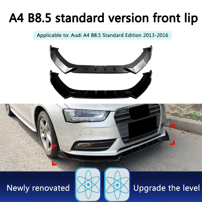 1Set Black ABS Front Lip Spoiler Surround Trim For Audi A4 B8.5 Standard 2013-2016 Exterior Car Styling Tuning Mod Parts