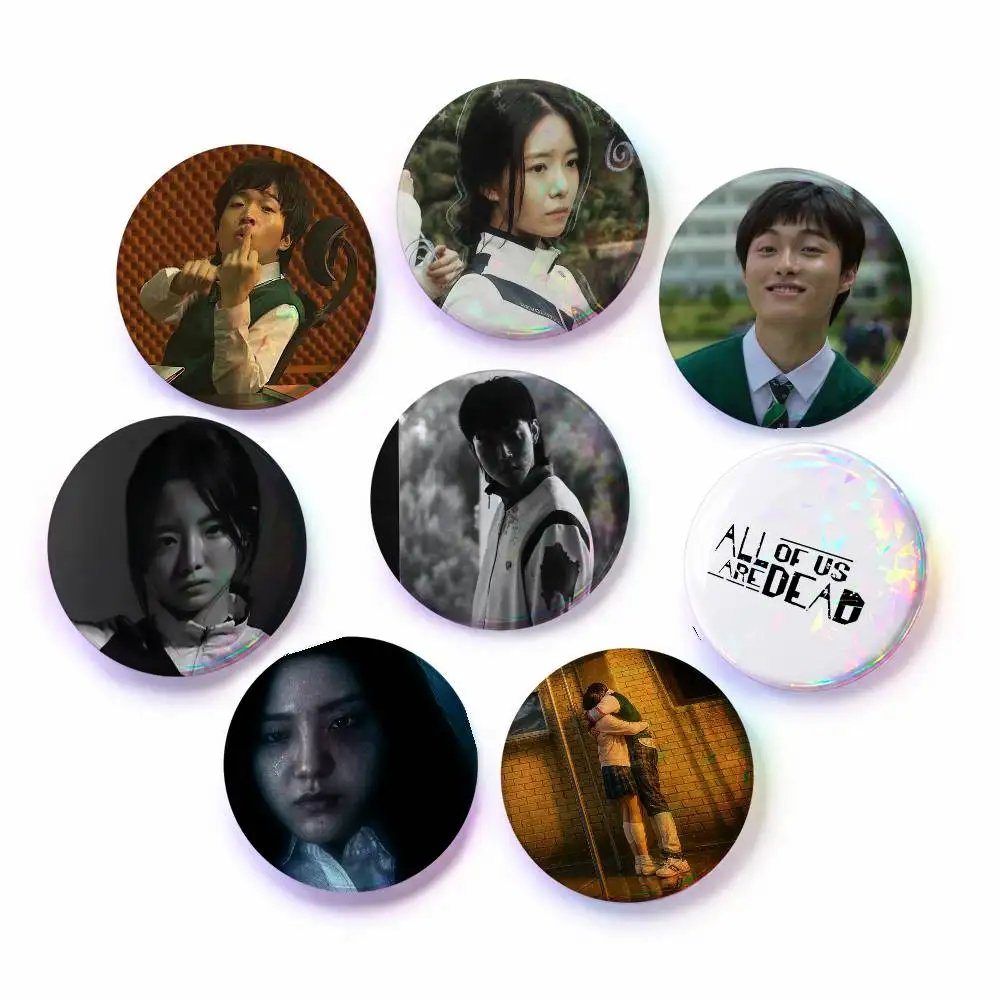 A-All Of Us Are Dead 75x75 25x25 Mm Cartoon Round Brooches On Backpack Shirt Accessories Jewelry Badge Gift For Friends