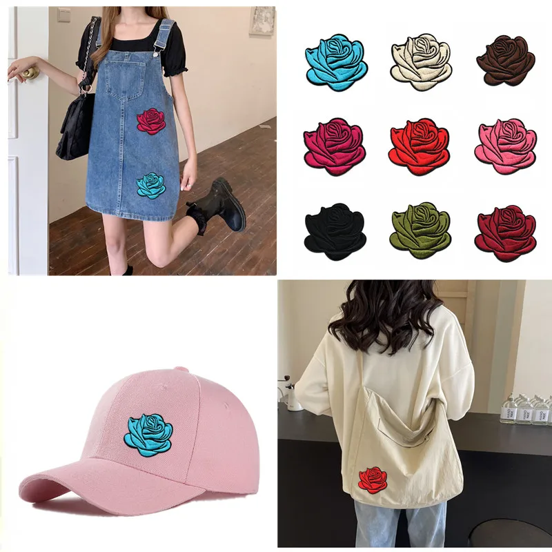 

Rose Flower Embroidered Sew/Iron On Patches Appliques for DIY Clothing Hat Coats Jeans T-shirt Sweaters Shoes Bags Socks