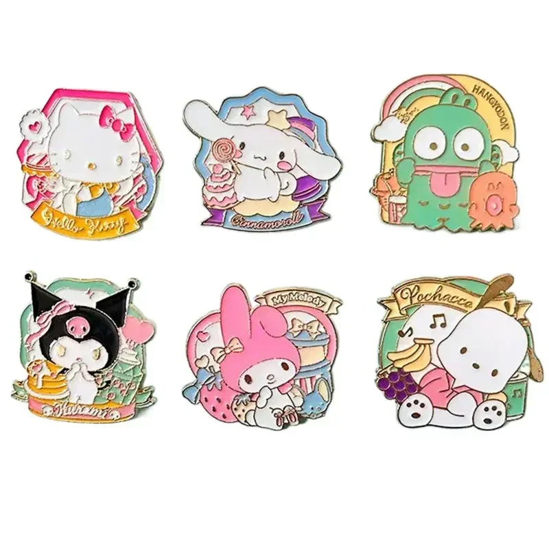 6 Styles Sanrio Pochacco Kuromi Cinnamoroll Mymelody New Badges Brooch Cartoon Metal Lapel Pins Jewelry Accessories Gift