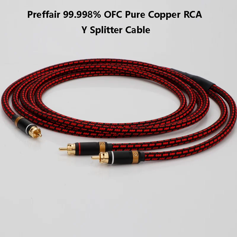 

Preffair RCA Cable 99.998% OFC Pure Copper RCA Y Splitter Subwoofer Cable 1 Male to 2 RCA Adapters for Subwoofer Home Theater