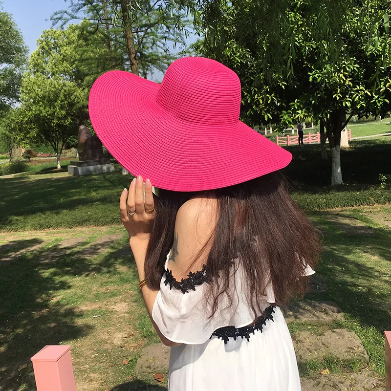 

Beach Women's Summer Seaside Big Brim Straw New Hat2024Fashion Black British Sun Protection Hat