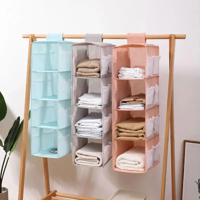 Hanging Wardrobe Organizer, Foldable Bedroom Organizer for Bras, Underwear, Socks and Accessories - Space Saving Installation