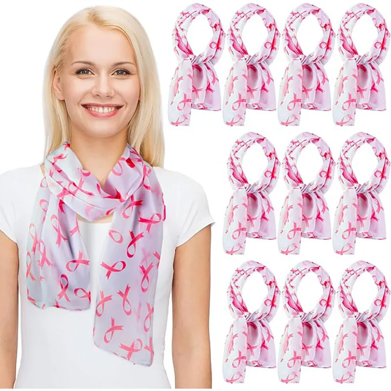 Women\'s Pink Ribbon Scarf Breast Cancer Awareness Scarf Print Lightweight Breast Cancer Shawl for Women Girls Neck Head Gifts